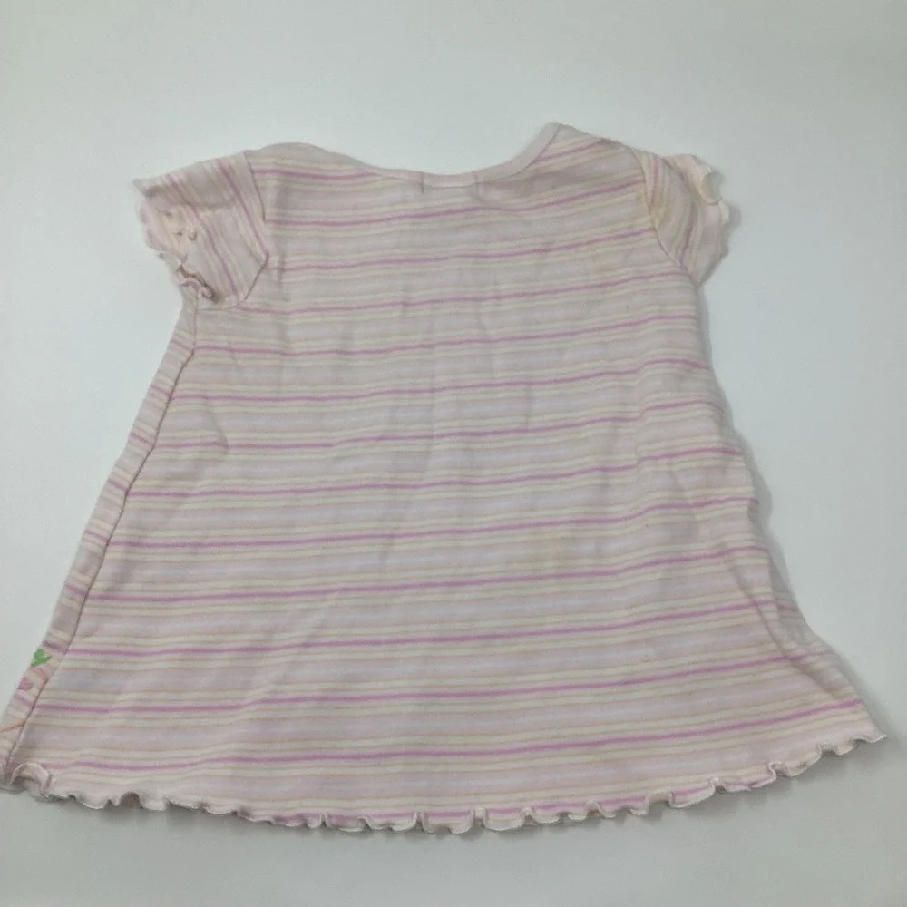 Carter's Baby Girl Dress 12M Pink Striped Cotton Cap Sleeve Ruffle‎ Hem